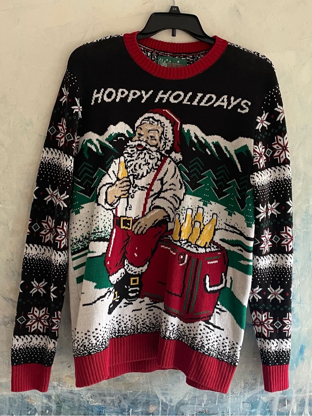 The Ugly Sweater Co. Hoppy Holidays Beer Santa Sweater XL Like New